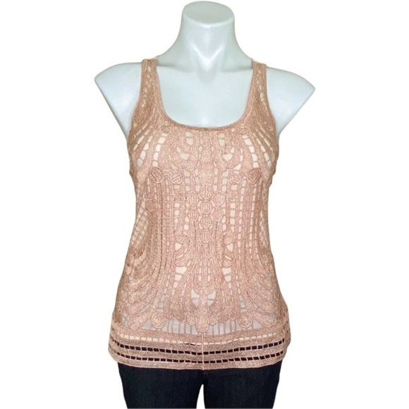 🌻Express Rose Blush Pink Lace Tank Top - Picture 1 of 6